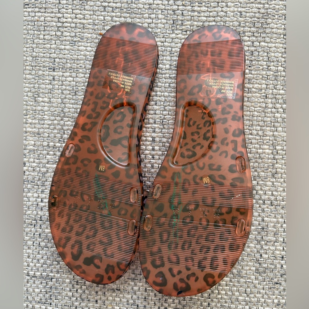 BEACH By Matisse NEW Sol Tan Leopard Slide On Jelly Sandal Size 8 - Picture 5 of 7